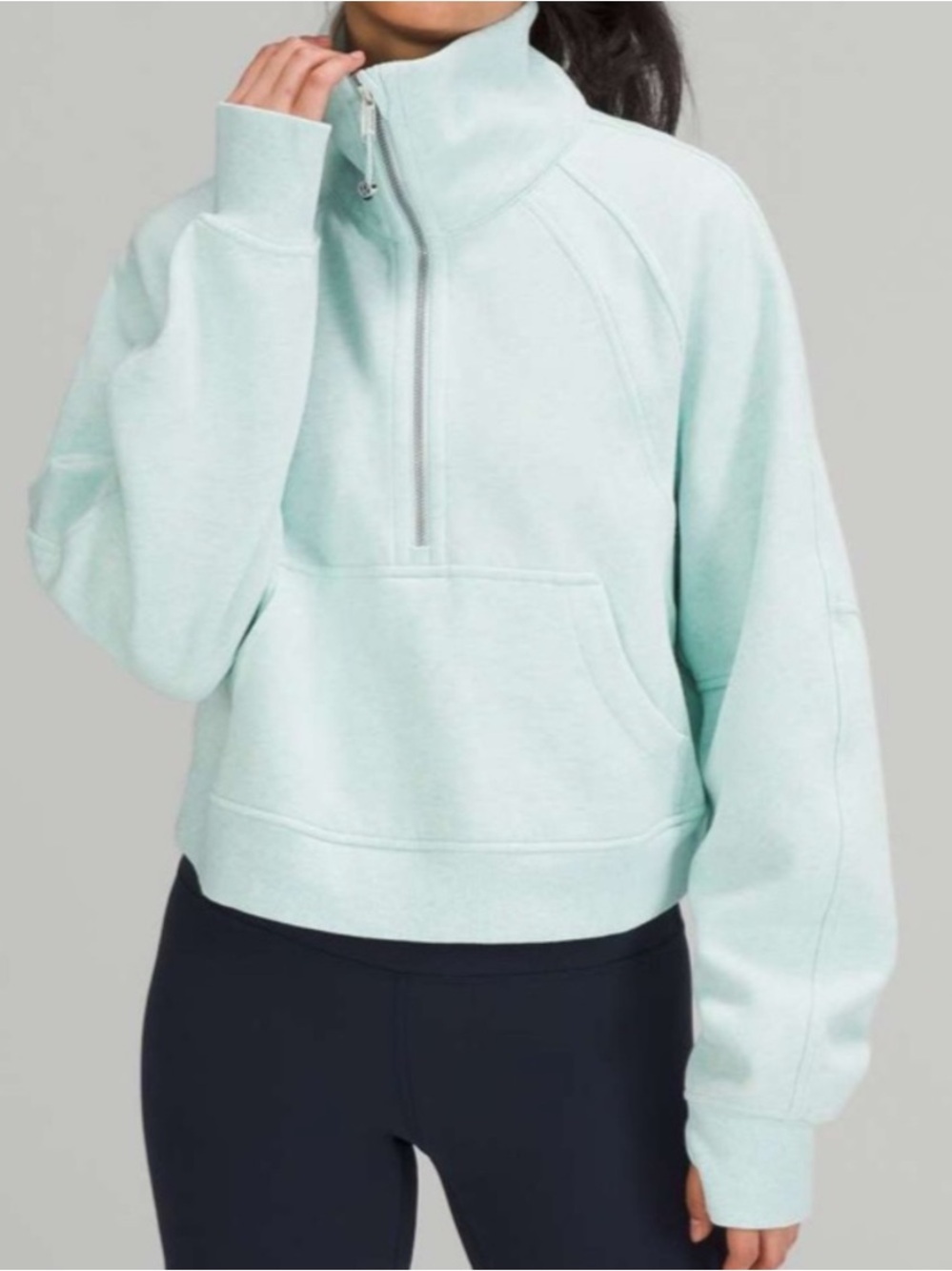 Lululemon Scuba Oversized Funnel Neck Sweater in Heathered Delicate Mint